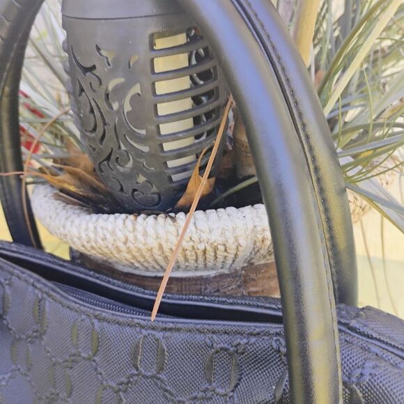 Coofit Elegant Black Satchel with Gold Accents and Curved Handles - Picture 8 of 15